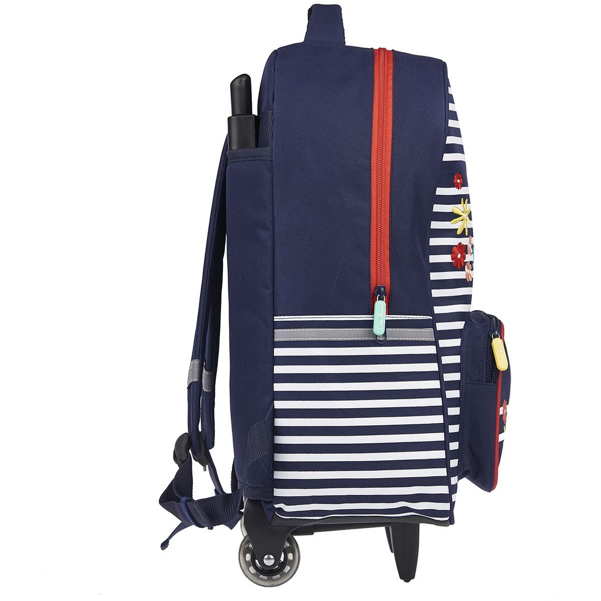 little marcel Sac à dos à roulettes bleu avec rayures blanches