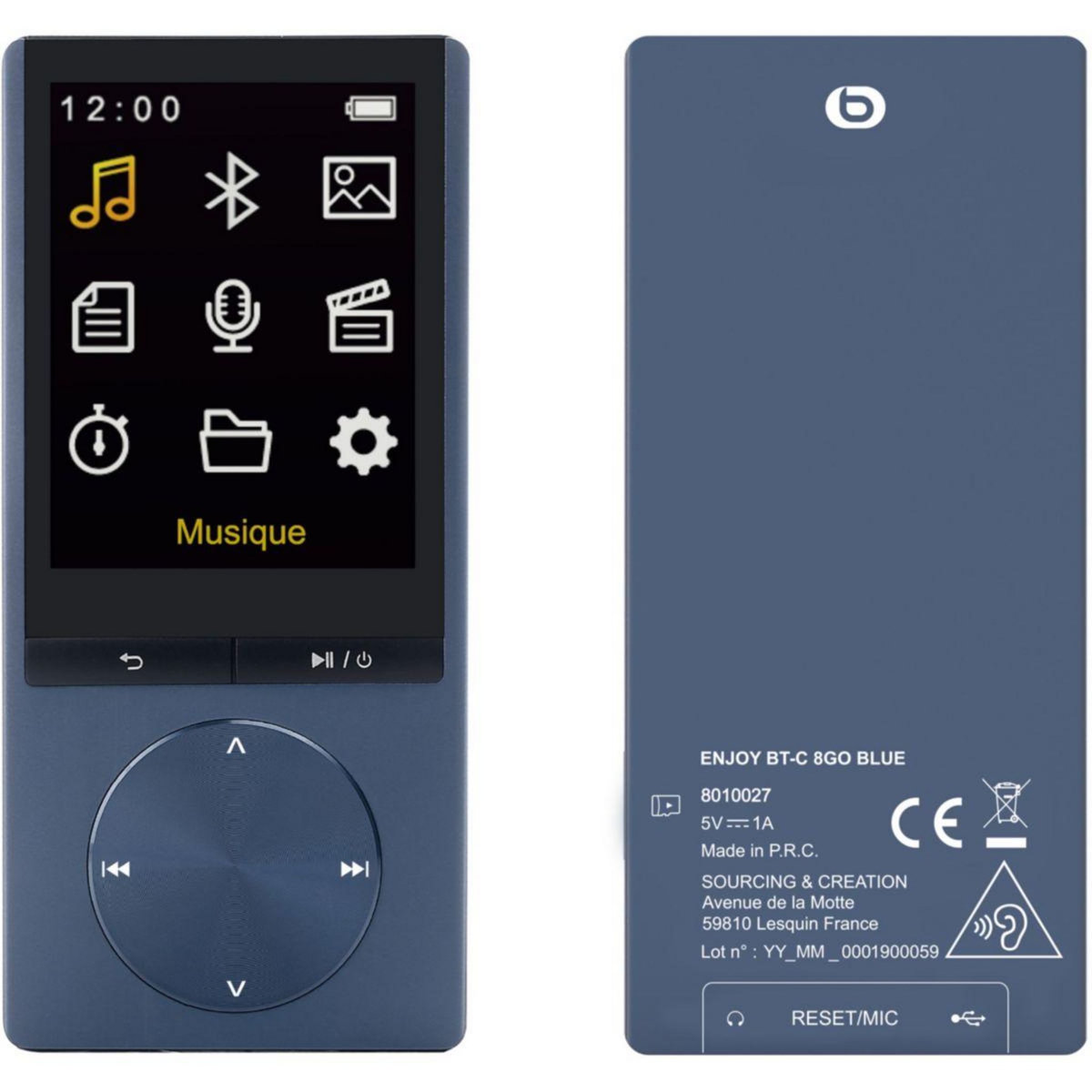 ESSENTIEL B Lecteur MP4 Enjoy BT-C 8Go Bleu