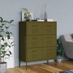 VIDAXL Armoire a tiroirs Vert olive 80x35x101,5 cm Acier