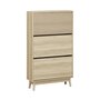 Voir la diapositive 1 : SWEEEK Meuble à chaussures scandinave décor bois clair 3 portes abattantes capacité 18 paires de chaussures