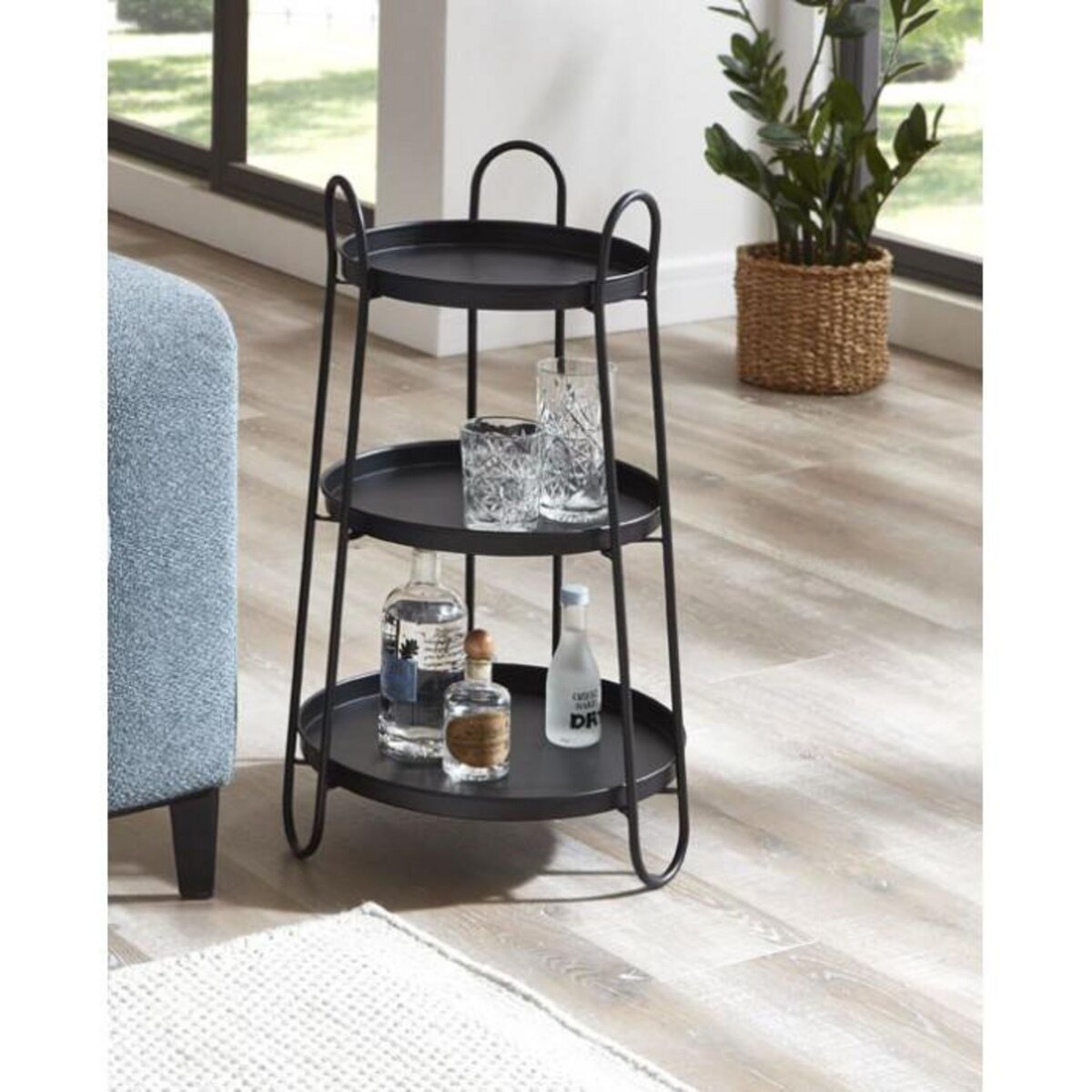 Paris Prix Table d'Appoint 3 Niveaux Déco  Regina  72cm Noir