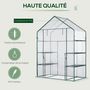 Voir la diapositive 4 : OUTSUNNY Serre de jardin 6 étagères - dim. 142L x 73l x 195H cm - porte - acier thermolaqué PVC haute densité anti-UV - transparent vert