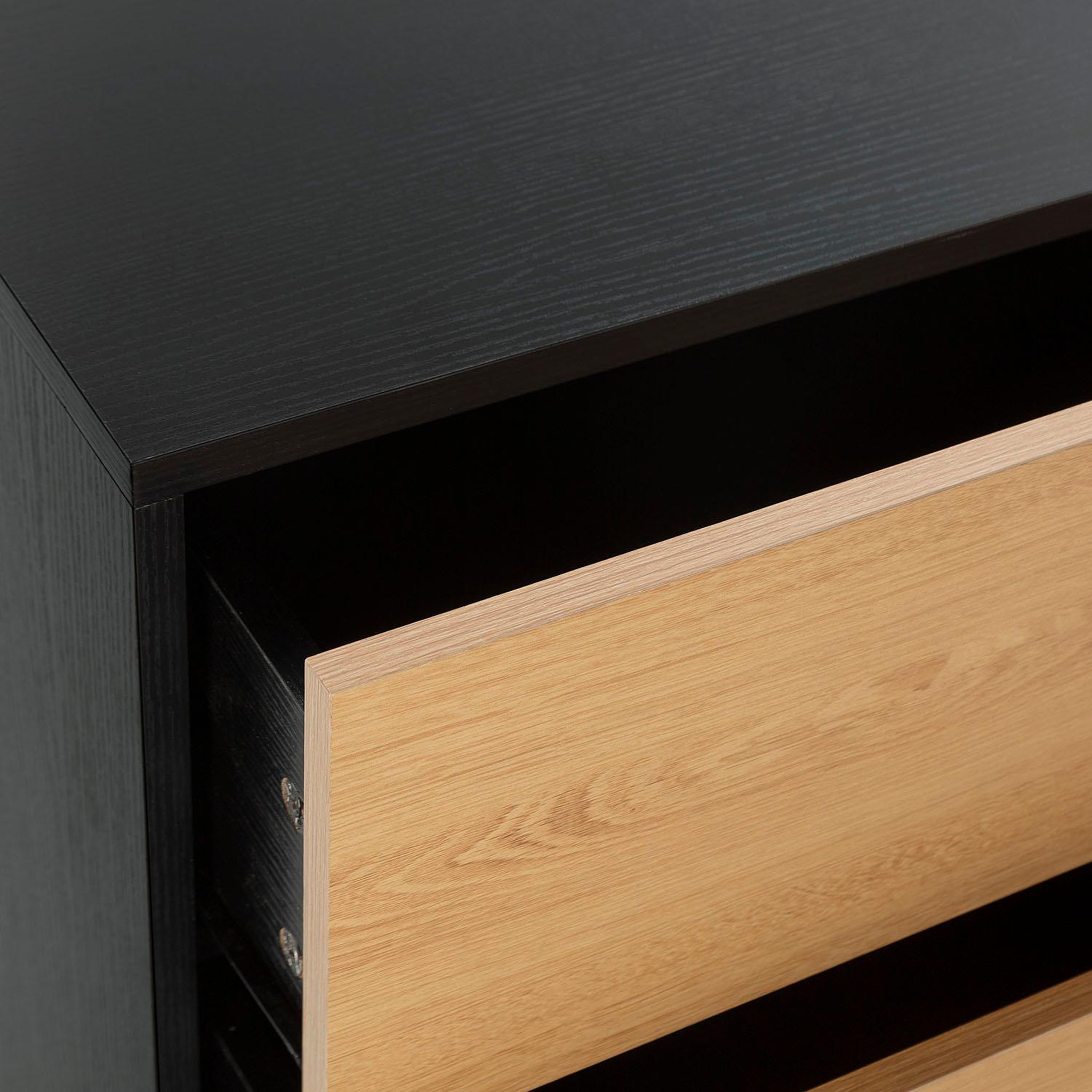 Voir la diapositive 5 : VS VENTA-STOCK Commode Apolo 3 tiroirs Couleur Noir/Bois