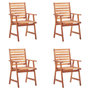 Voir la diapositive 2 : VIDAXL Chaises a manger d'exterieur lot de 4 et coussins Acacia massif