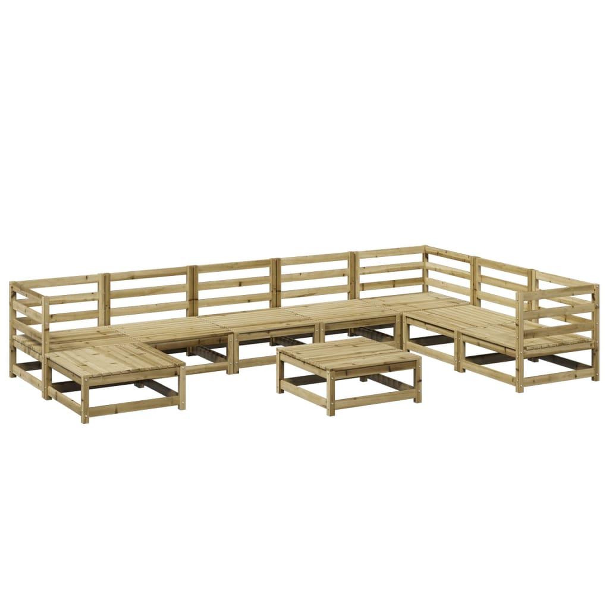 Voir la diapositive 2 : VIDAXL Salon de jardin 9 pcs bois de pin impregne
