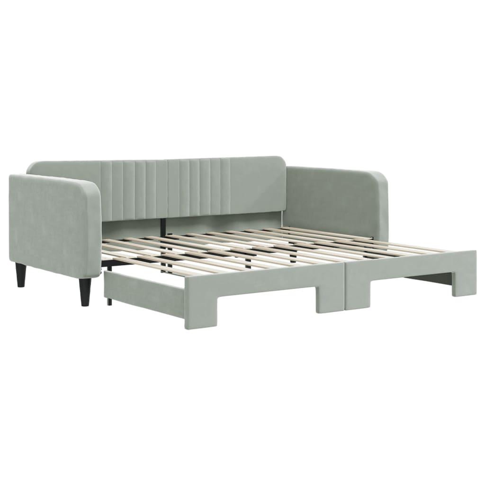 Voir la diapositive 2 : VIDAXL Lit de jour avec gigogne sans matelas gris clair 100x200 cm