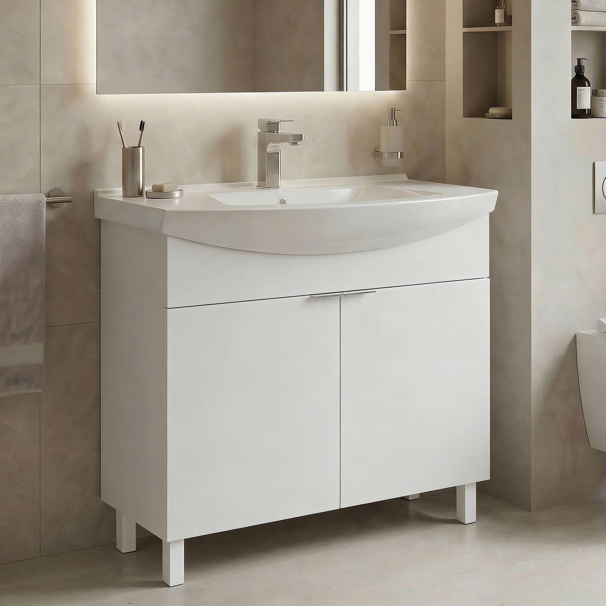 Voir la diapositive 2 : Habitat et Jardin Meuble Vasque  Purus 80  - 80 x 50 x 83 cm - White