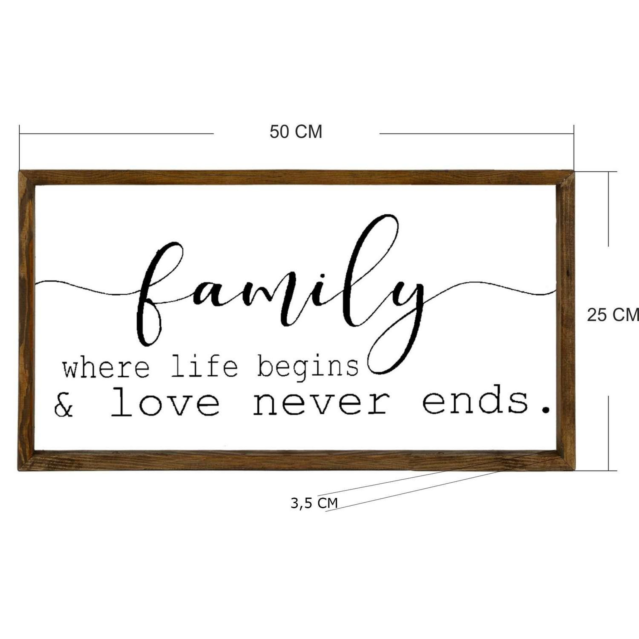 Voir la diapositive 3 : TOILINUX Tableau family en bois - 50 x25 cm - blanc et noir