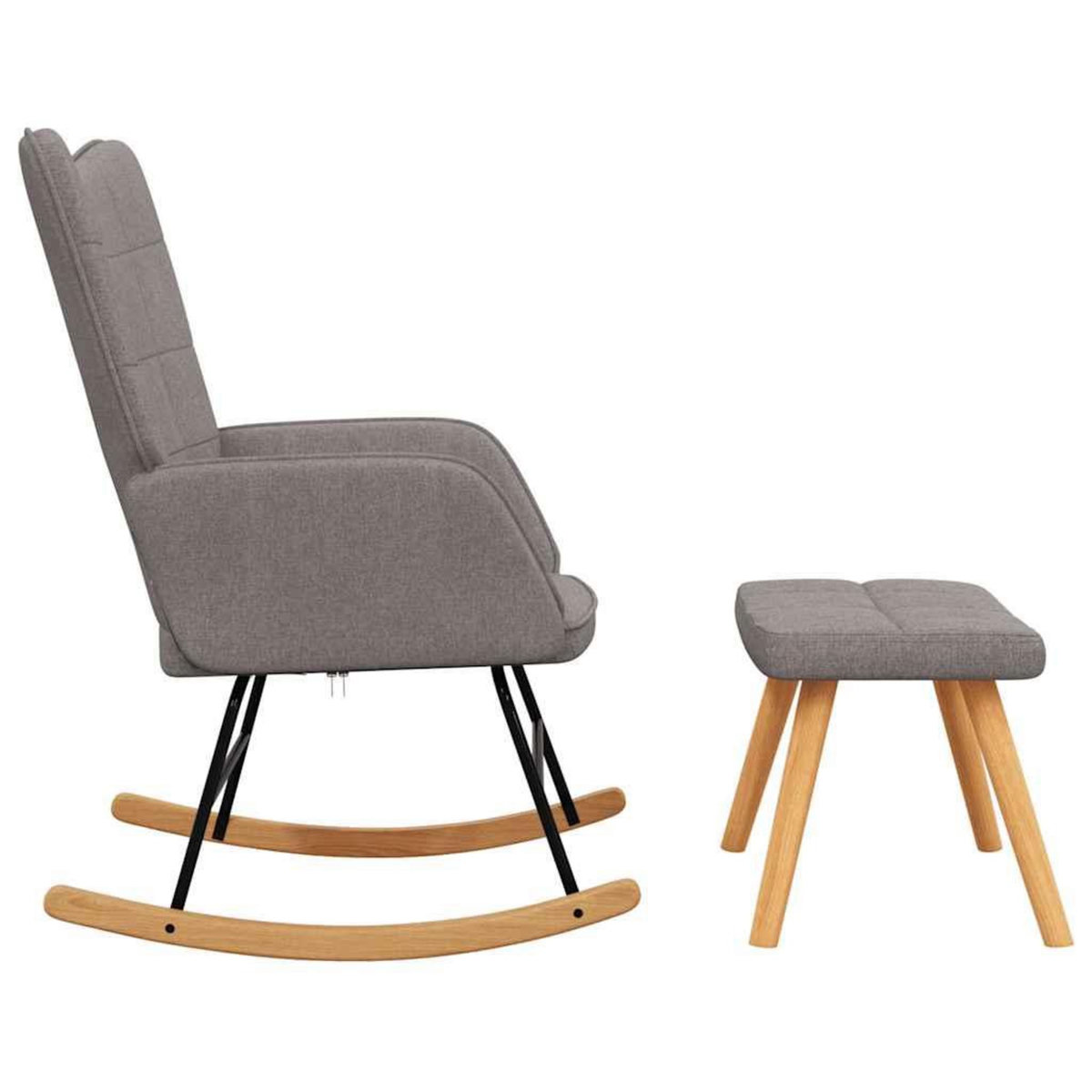 VIDAXL Chaise a bascule avec tabouret Taupe Tissu