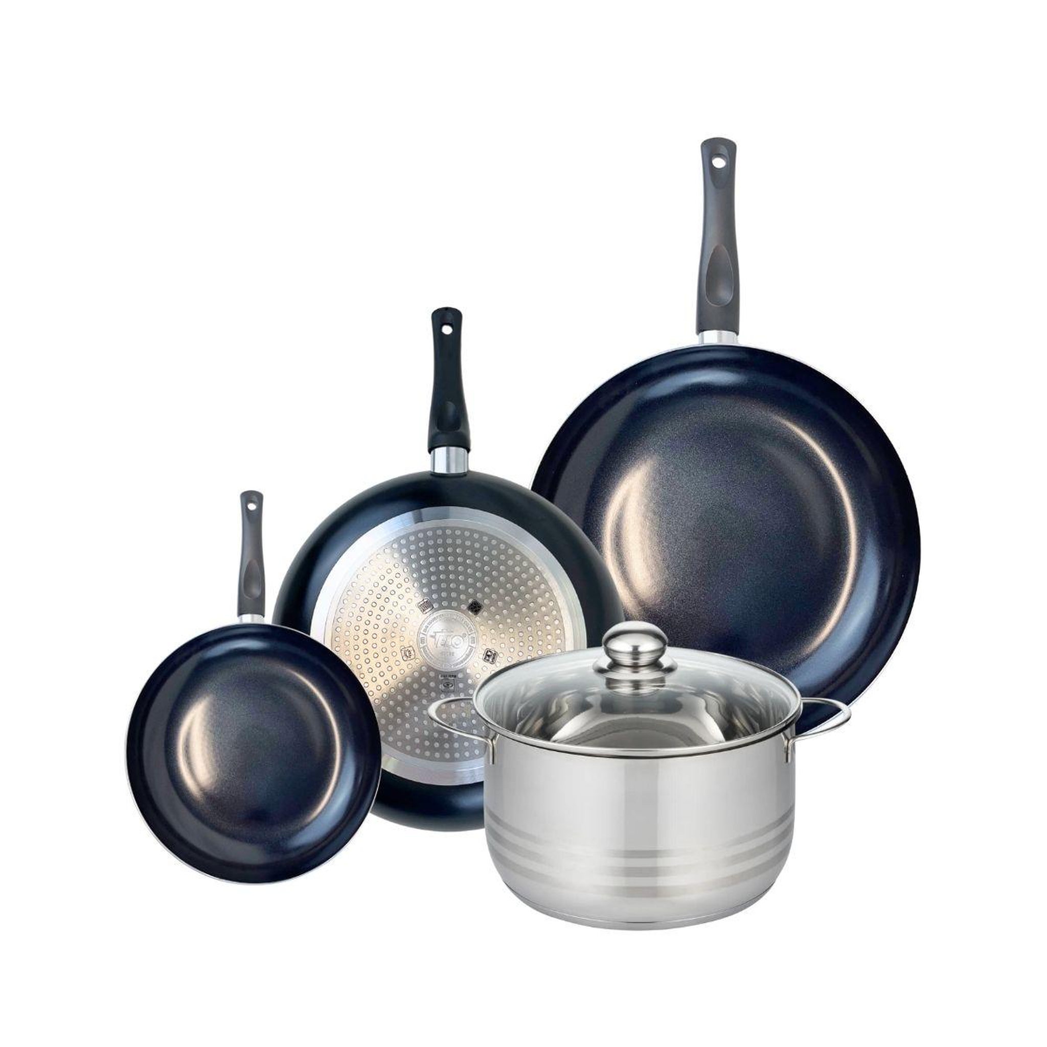 ELO Ensemble de 3 poêles de cuisson 20, 28 et 32 cm et 1 faitout 24 cm elo prima brillant