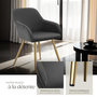 Voir la diapositive 4 : tectake Chaise de salle à manger rembourrée en velours côtelé gris anthracite/jaune or