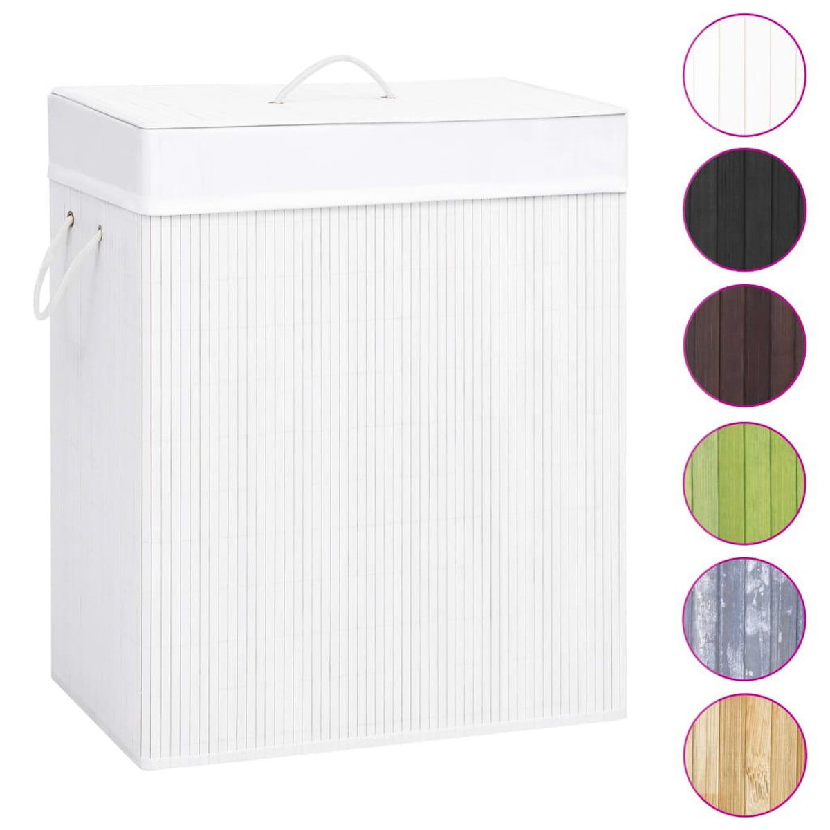 VIDAXL Panier a linge avec 2 sections bambou blanc 100 L