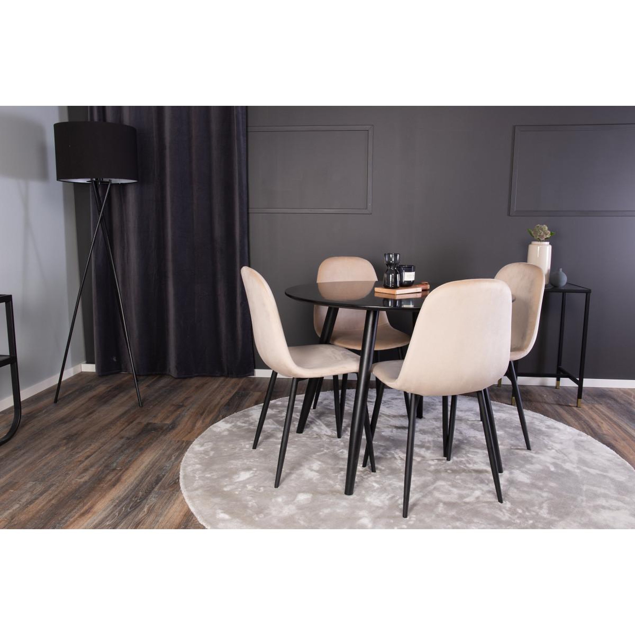 Voir la diapositive 5 : Paris Prix Ensemble table à manger & 4 chaises  plaza & polar i  100cm noir & beige