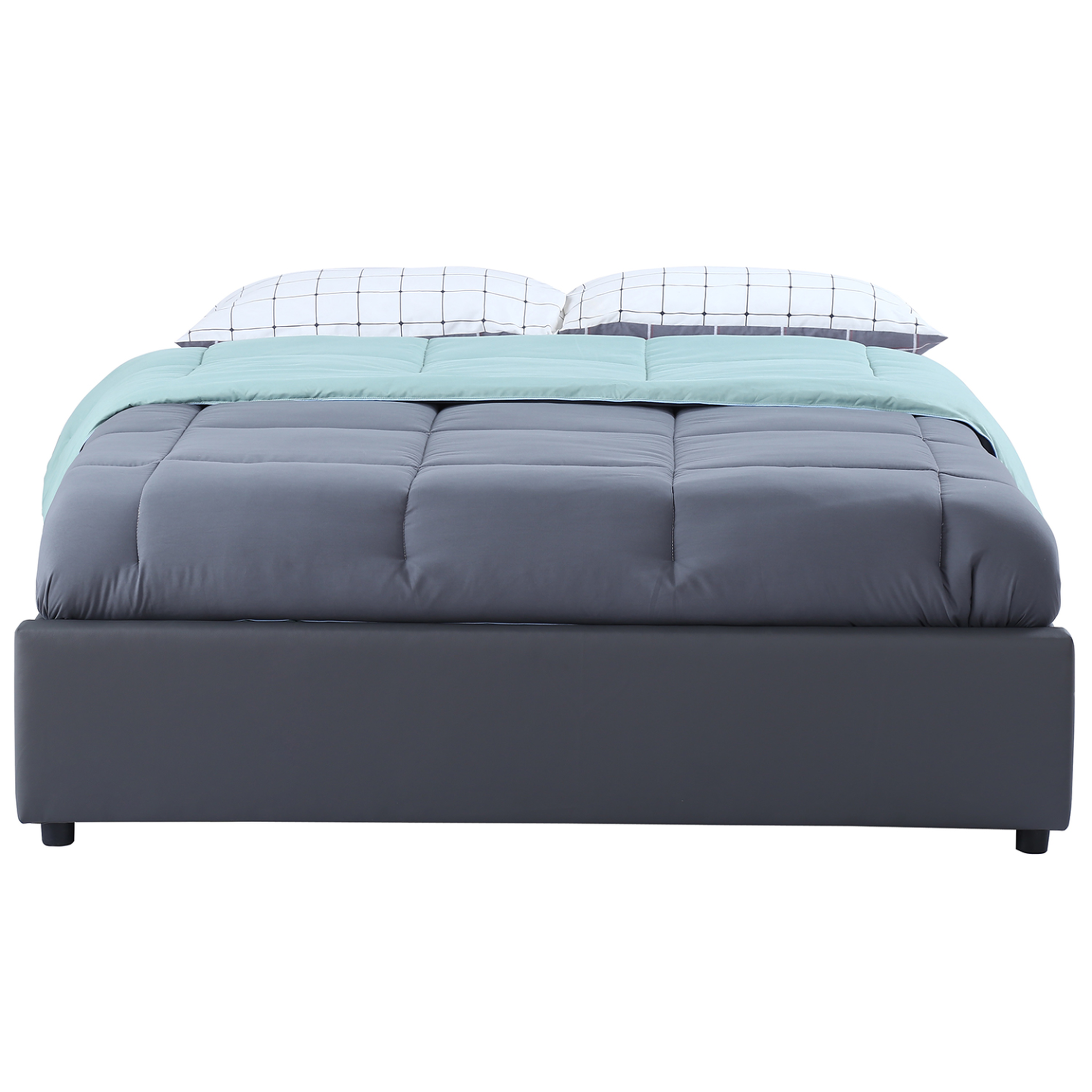 Voir la diapositive 3 : ID MARKET Lit coffre double miami avec sommier 160 x 200 cm pvc gris