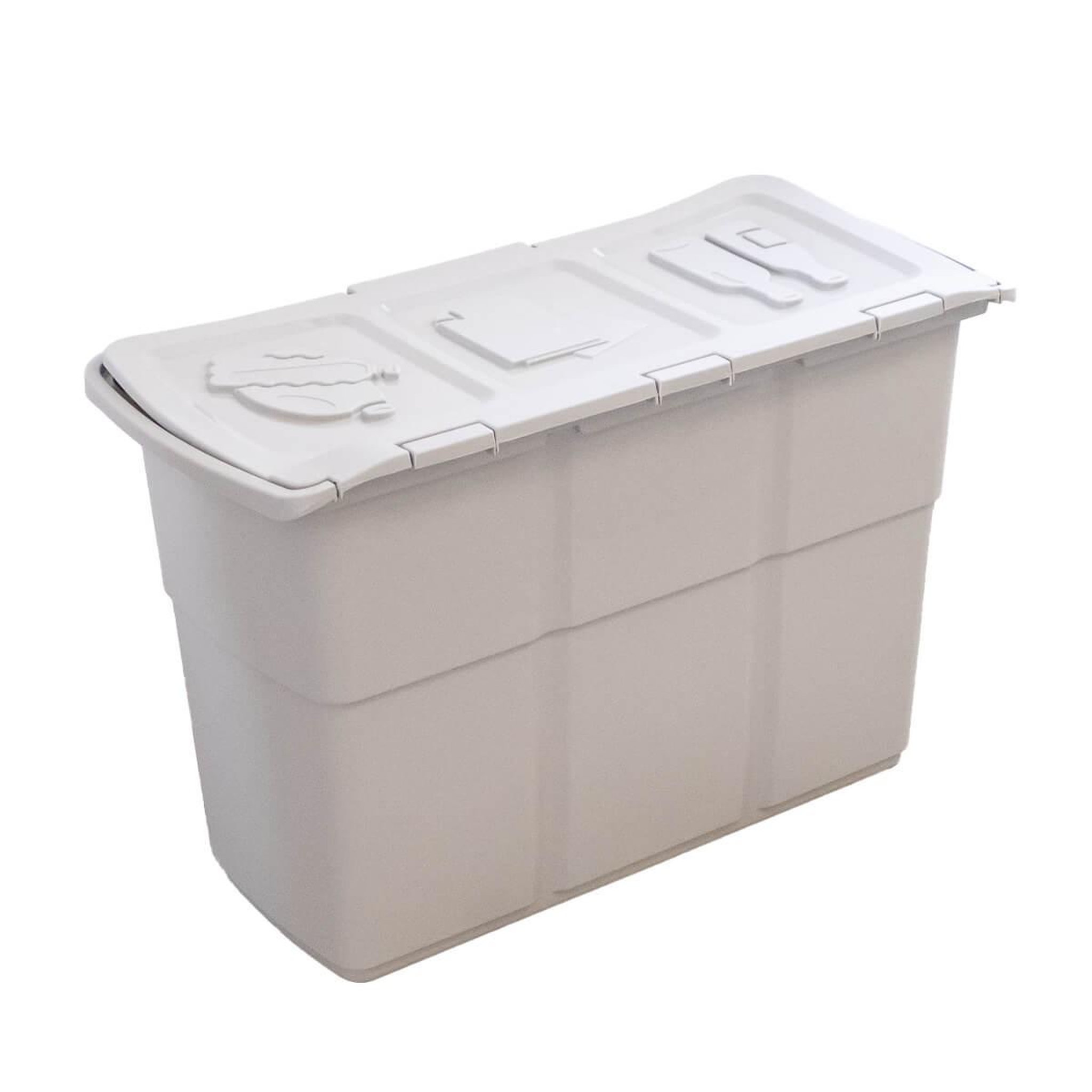 Voir la diapositive 6 : DEA HOME Poubelle de tri 3 bacs de 25L Dim 75 x 37 x H50 cm Avec couvercle Recyclage 3 en 1 DEA HOME