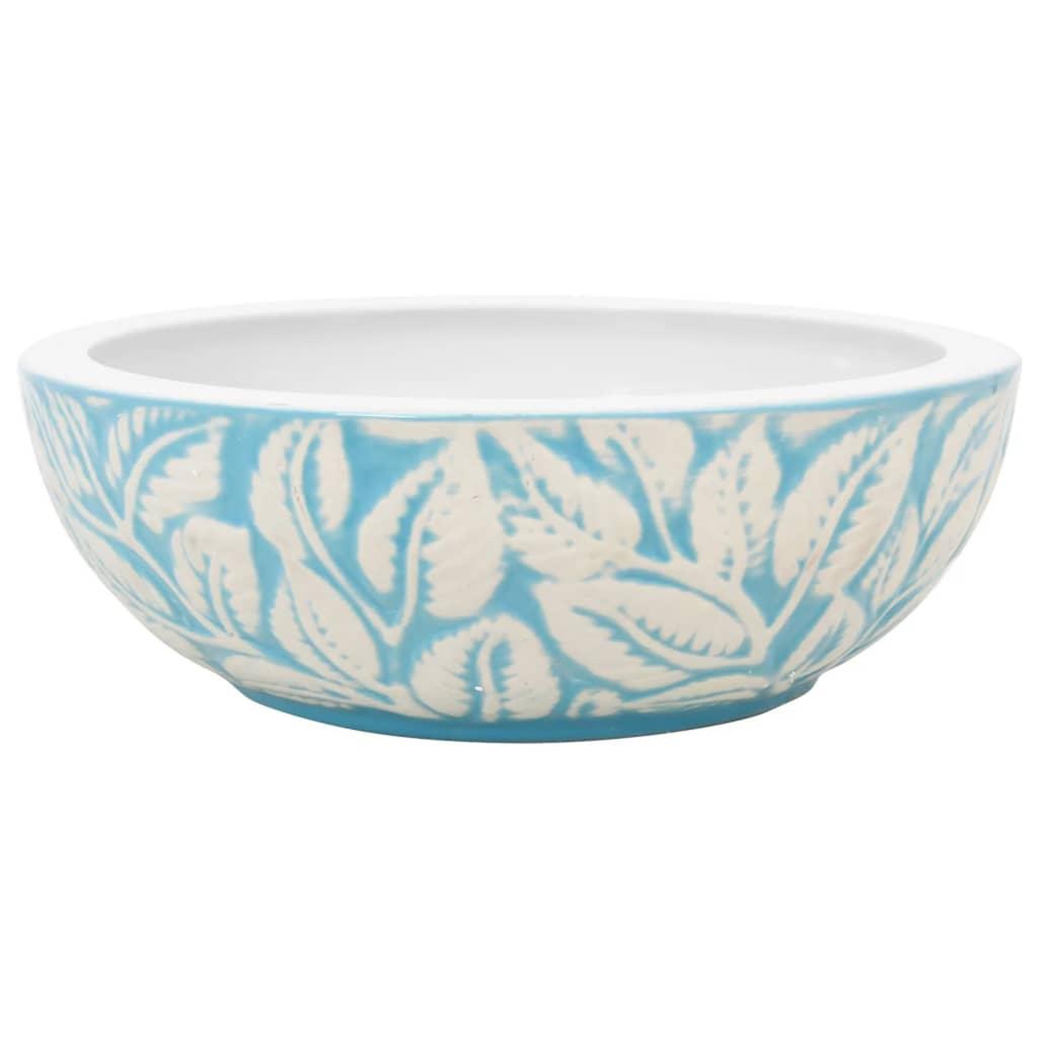 Voir la diapositive 2 : VIDAXL Vasque a poser blanc et bleu rond Φ41x14 cm ceramique