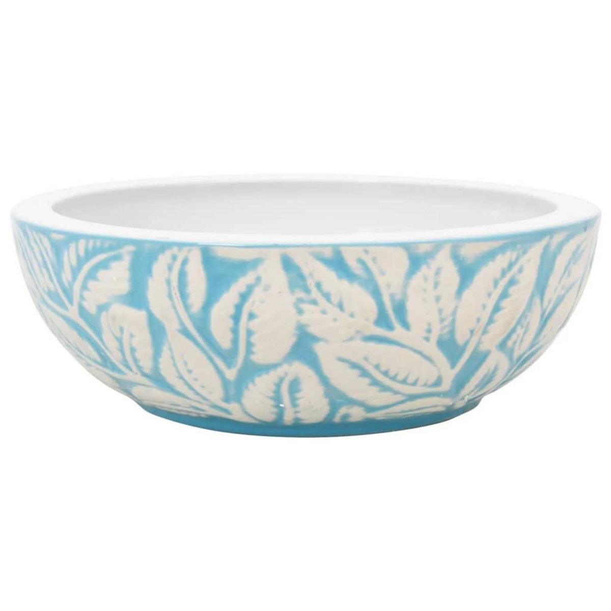 VIDAXL Vasque a poser blanc et bleu rond Φ41x14 cm ceramique