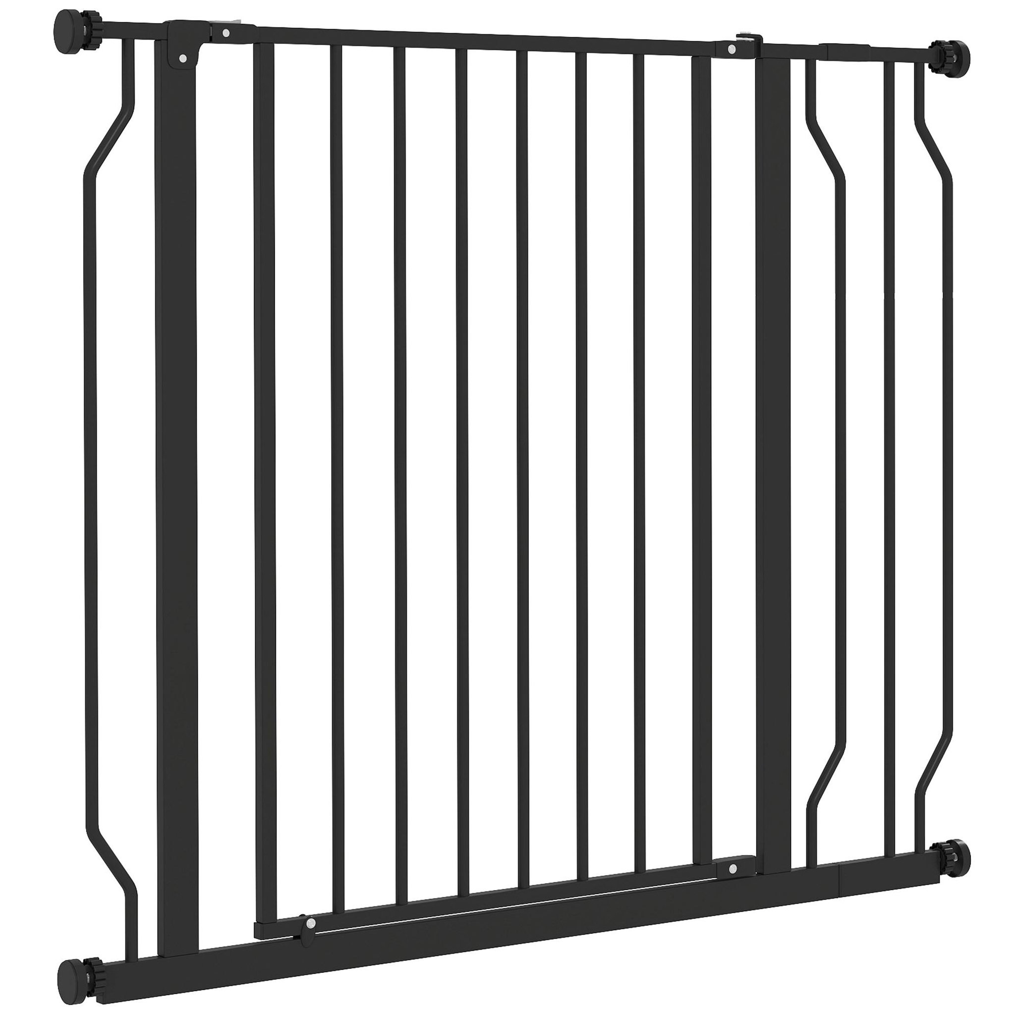PAWHUT Barrière de sécurité chien réglable 75-95 cm - porte verrouillable - sans perçage - acier abs noir