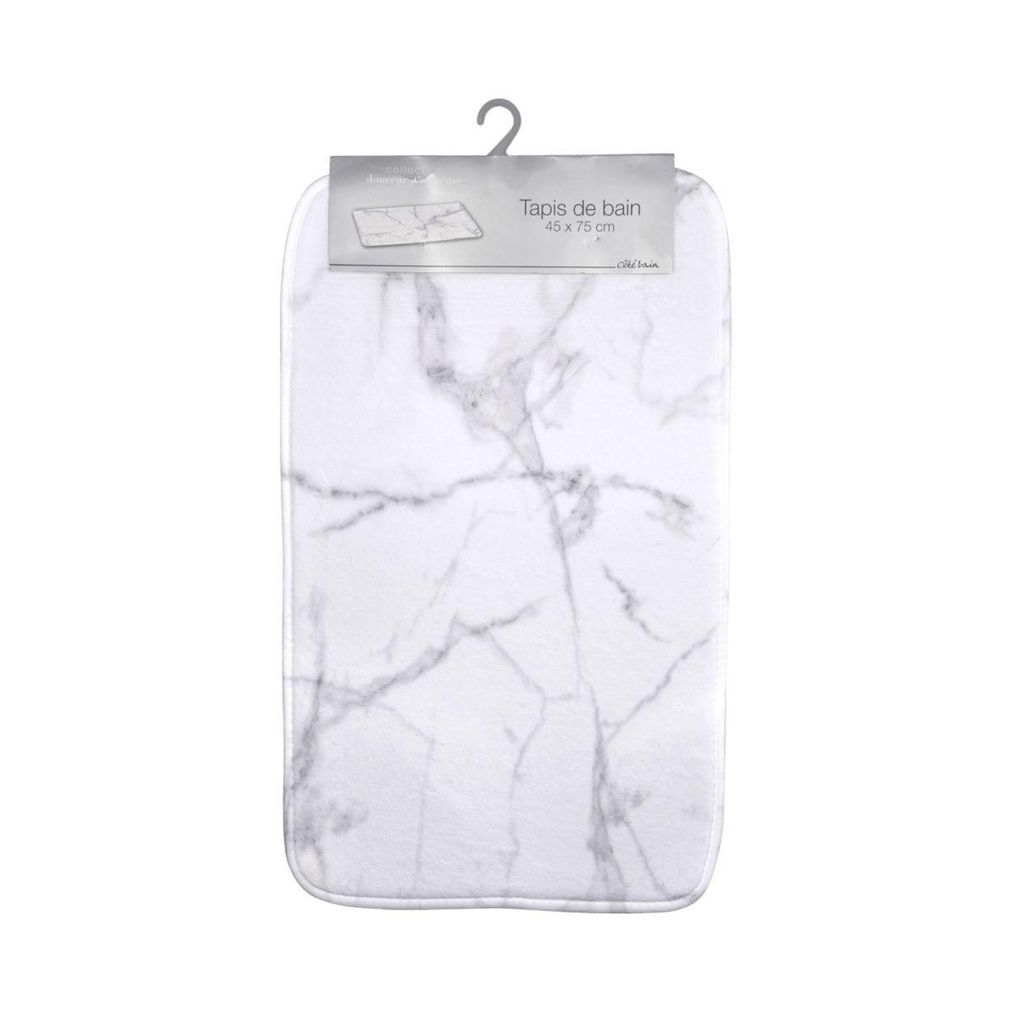Voir la diapositive 2 : Douceur d'Intérieur Tapis de bain microfibre  effet marbre  45x75cm blanc