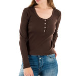SUPERDRY T shirt Manches Longues  Femme Superdry W6011928A. Coloris disponibles : Marron