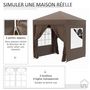 Voir la diapositive 5 : OUTSUNNY Tonnelle de jardin tente pliante barnum pop-up 2 x 2 m 4 parois latérales amovibles 2 fenêtres sac de transport pour camping, festival, plage, jardin chocolat
