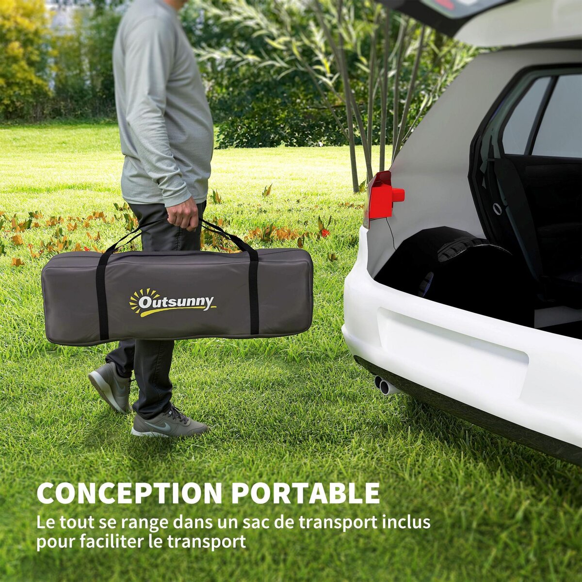 OUTSUNNY Tente camping 6 places - tente tunnel familiale - imperméabilité 5000mm - dim. 4,6 x 3,2 x 1,9 m - sac inclus - gris