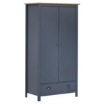 VIDAXL Garde-robe a 2 portes Hill Gris 89x50x170cm Bois de pin solide