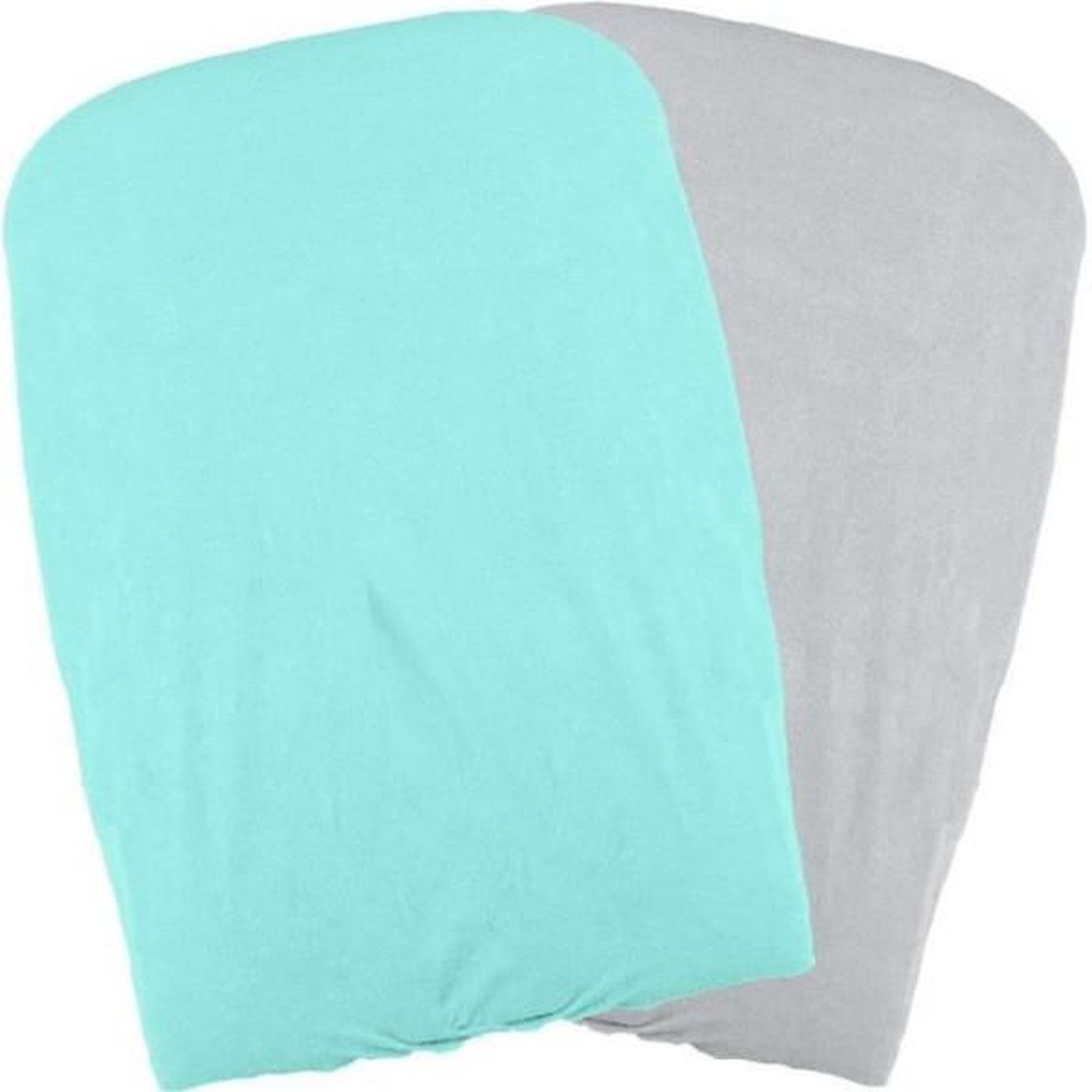 DOMIVA DOMIVA Lot 2 Housses matelas a langer - Polycoton - oeko-Tex - Aqua/Perle - 50 x 75 cm