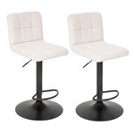 TOILINUX Lot de 2 chaises de bar en tissu DELEK. Coloris disponibles : Gris, Beige