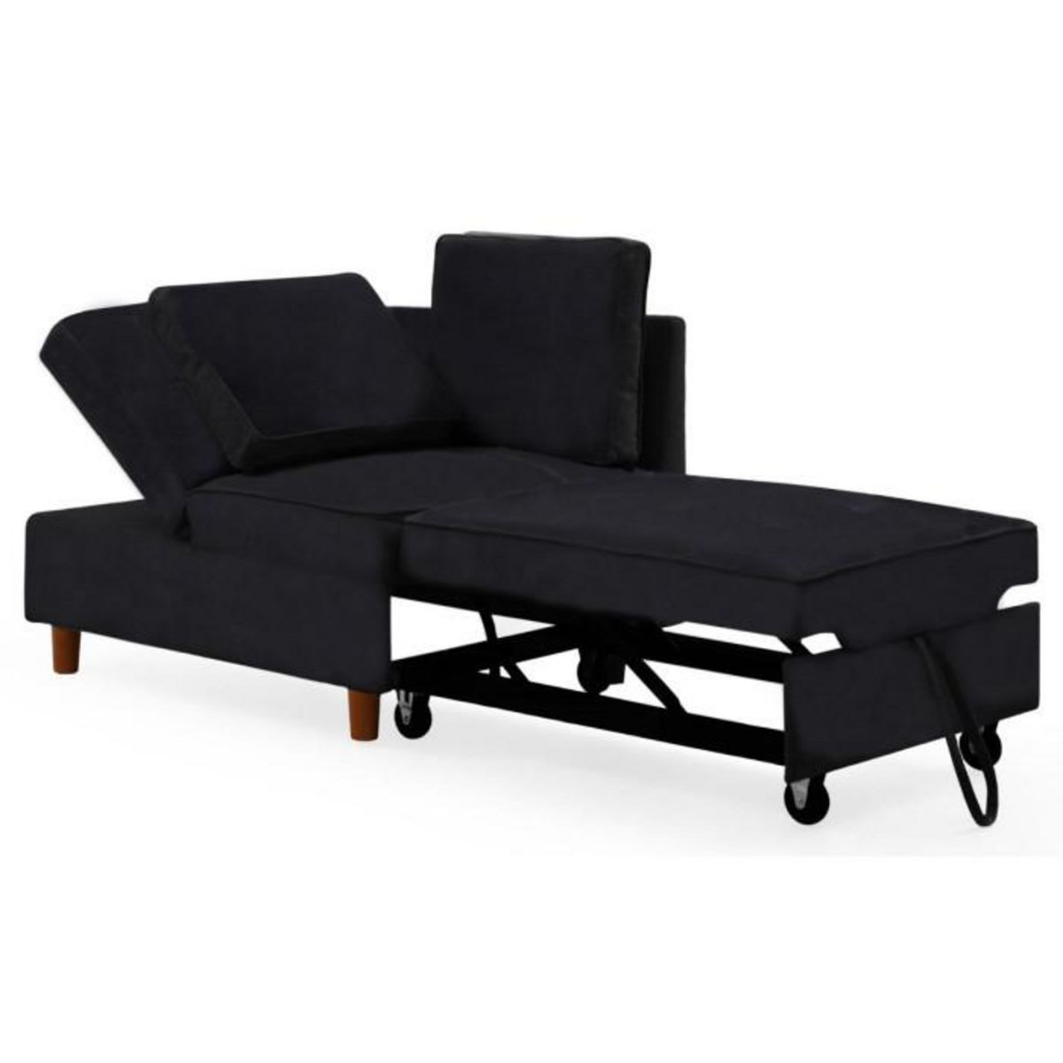 Paris Prix Banquette 2 Places Convertible Velours  Théo  107cm Noir