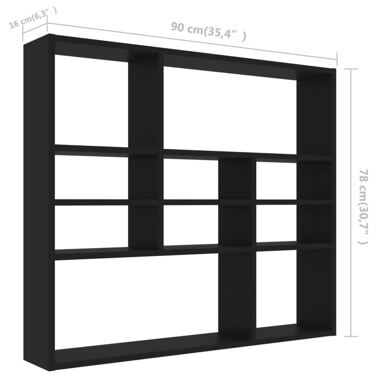 VIDAXL Etagere murale Noir 90x16x78 cm Bois d'ingenierie