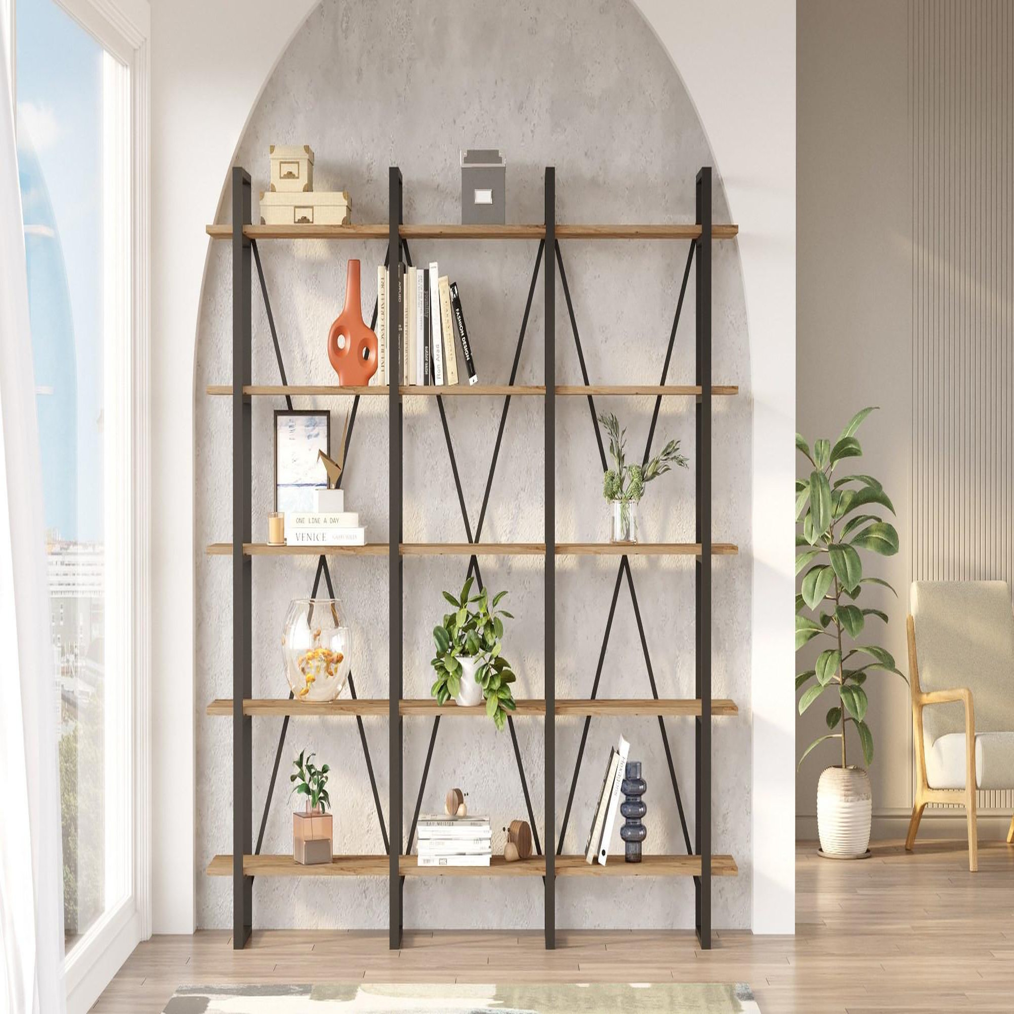 Voir la diapositive 4 : Habitat et Jardin Bibliothèque en bois  ml4  - 219 x 34 x 180 cm - pin atlantique
