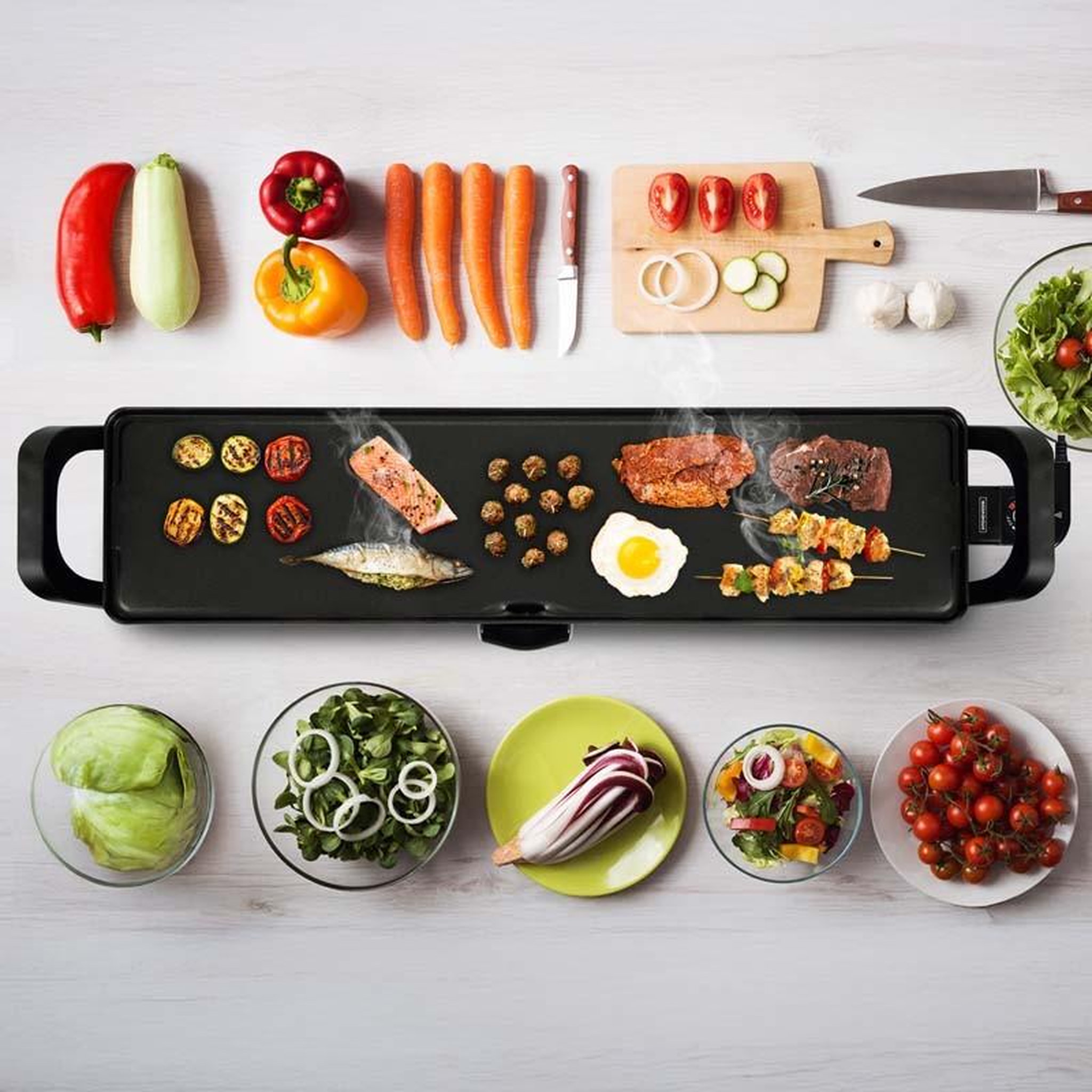 Voir la diapositive 2 : KITCHENCOOK Kitchencook - k-pan100 - plancha électrique xxl - 1800w - surface 100x23 cm