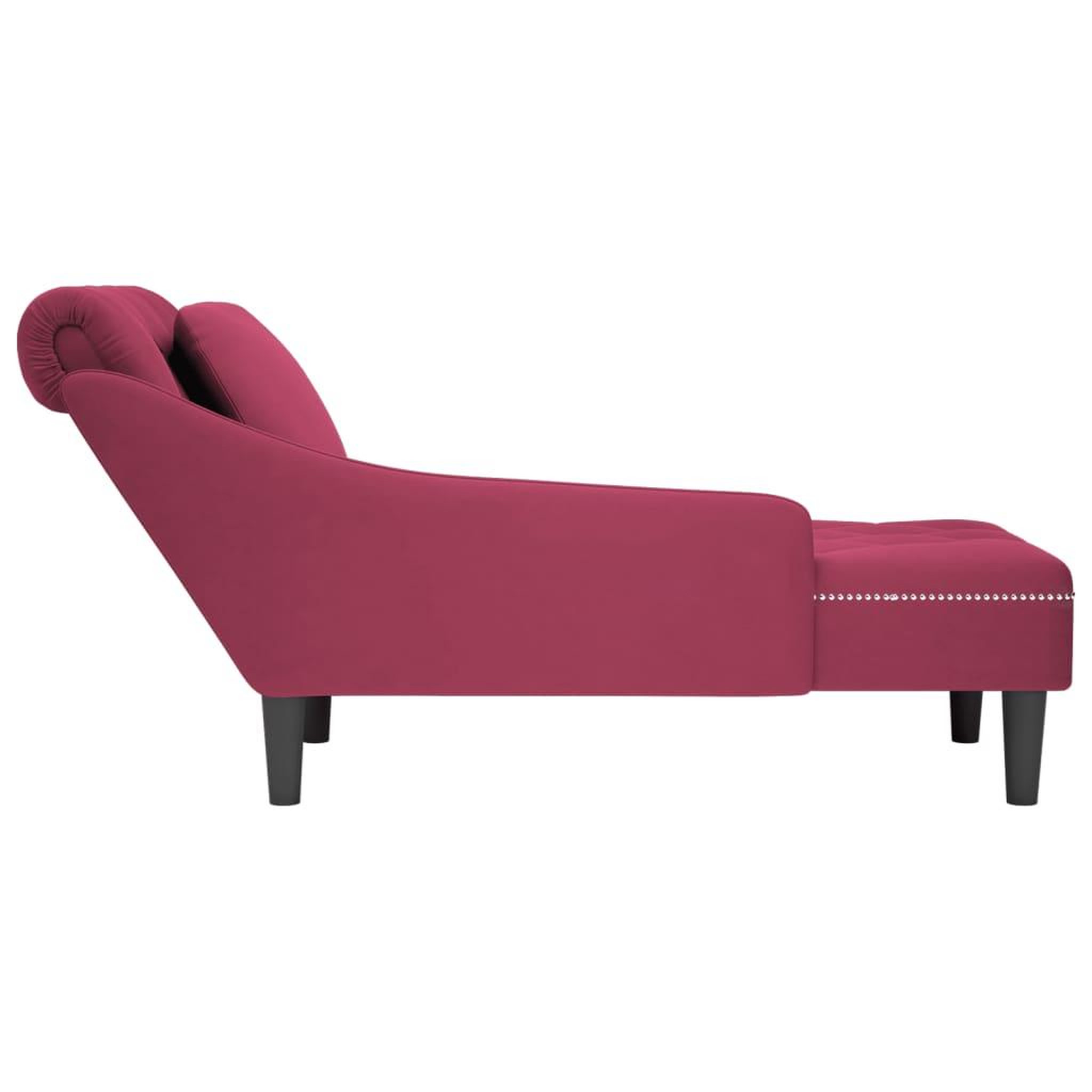Voir la diapositive 5 : VIDAXL Fauteuil long avec coussin et accoudoir droit rouge bordeaux