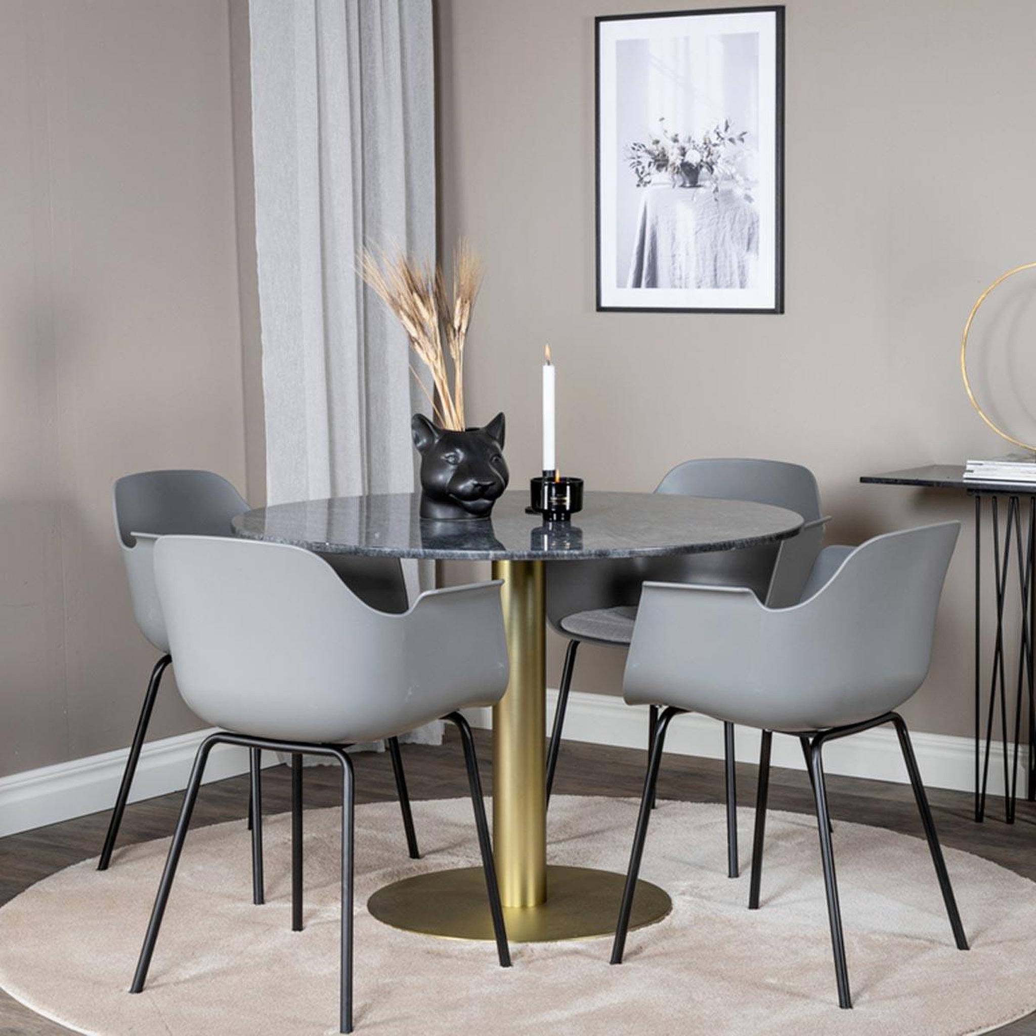 Voir la diapositive 4 : Paris Prix Ensemble table à manger & 4 chaises  estelle ii & comfort  106cm gris foncé & gris