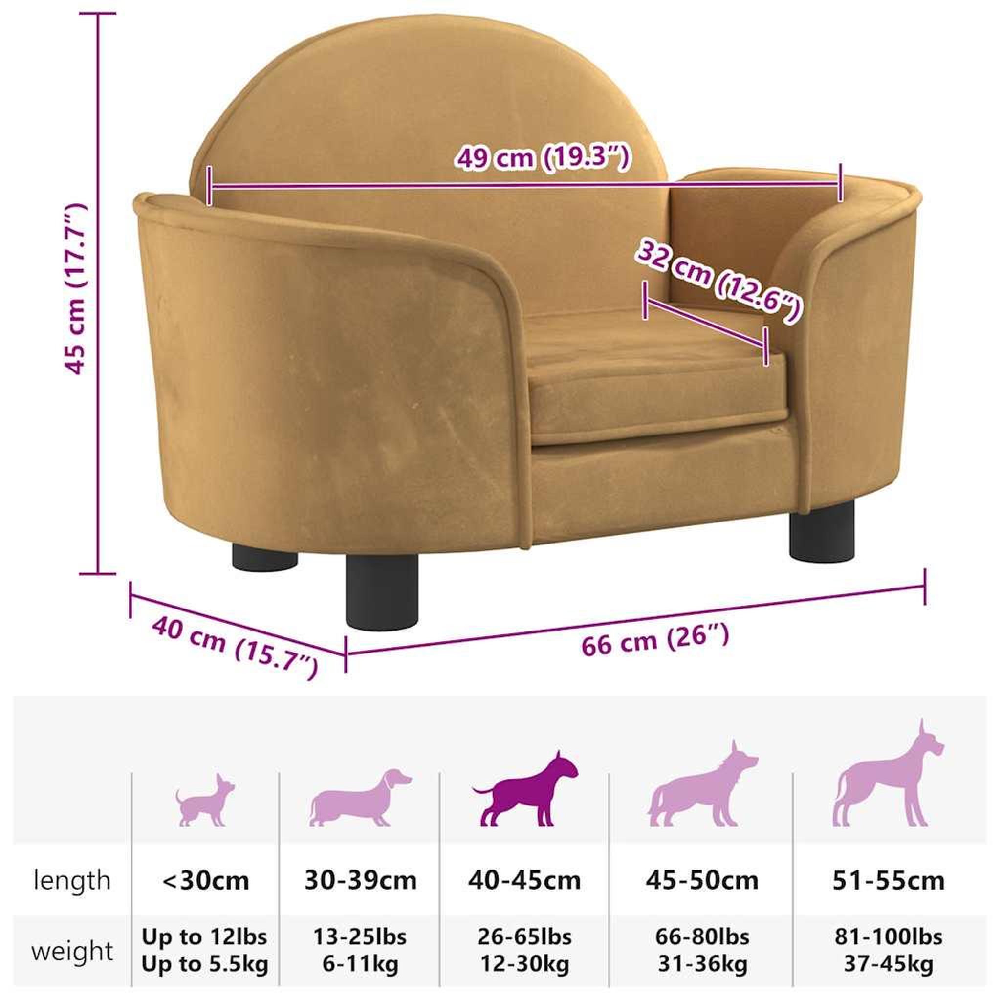 Voir la diapositive 6 : VIDAXL Lit pour chien marron 66x40x45 cm velours