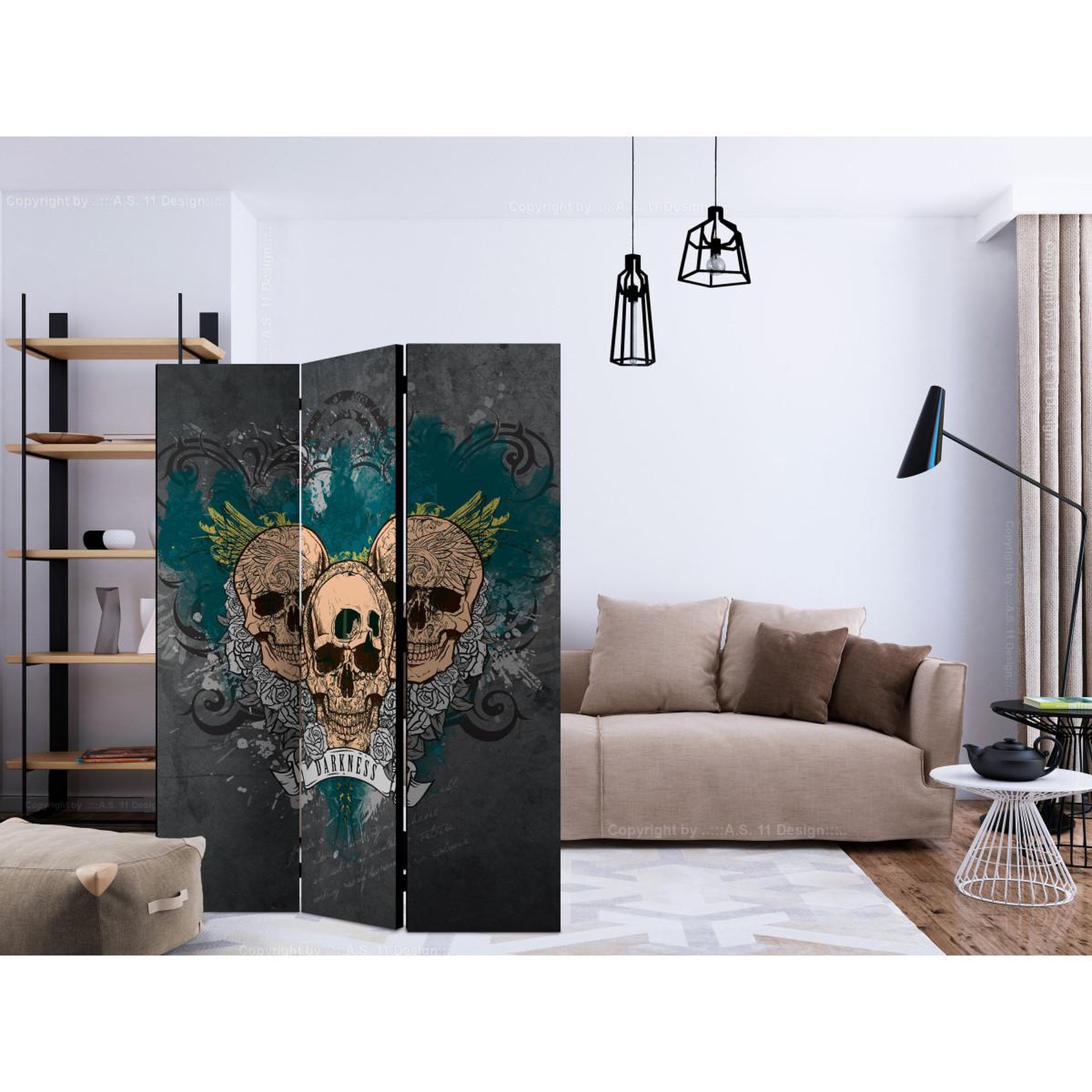 Voir la diapositive 2 : Paris Prix Paravent 3 volets  darkness ii  135x172cm