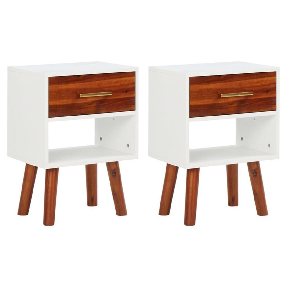 VIDAXL Tables de chevet 2 pcs Bois d'acacia massif 40x30x57 cm