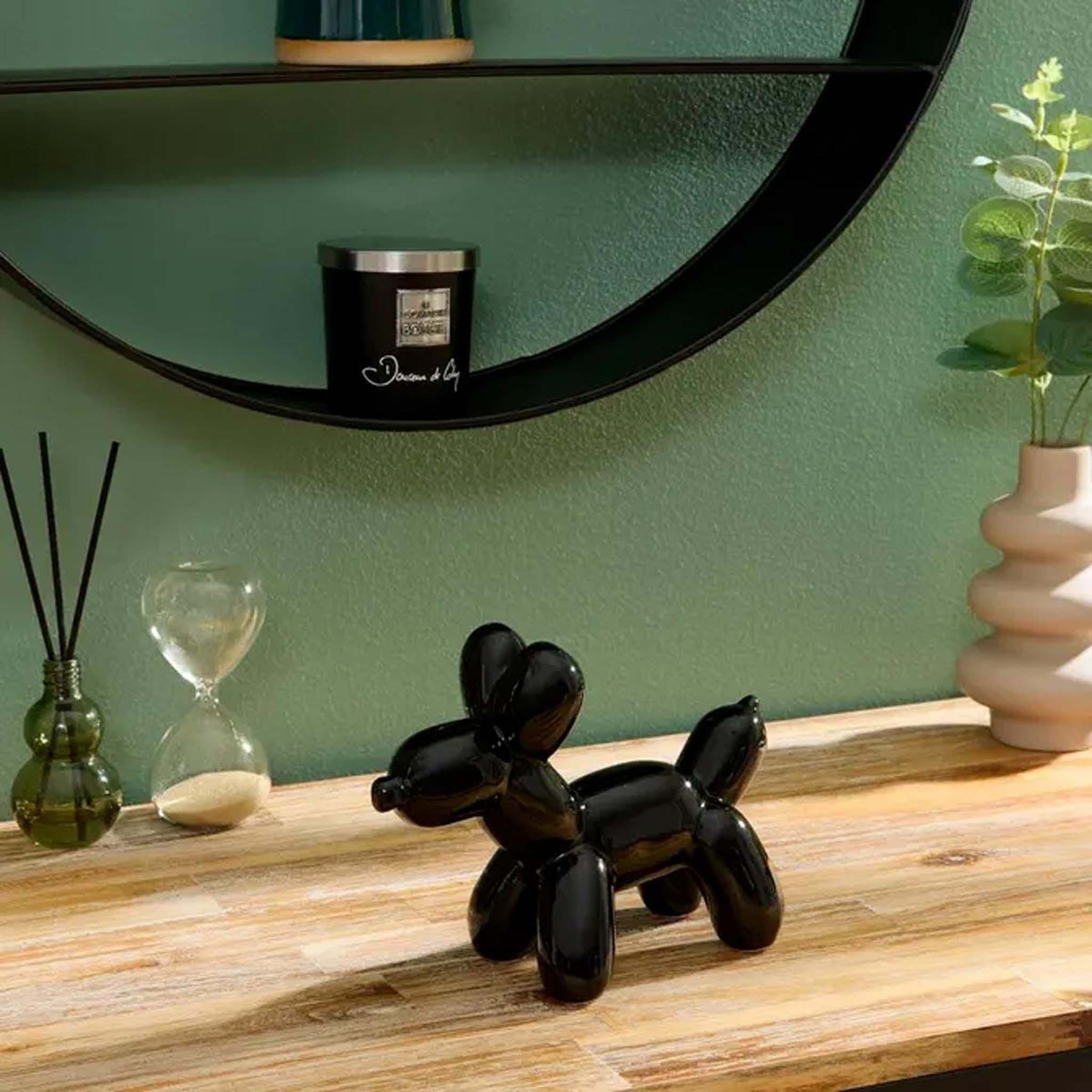 Voir la diapositive 2 : ATMOSPHERA Statuette déco chien en céramique  théo  19cm noir