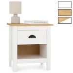 IDIMEX Table de chevet TILLY H 50 cm en bois massif. Coloris disponibles : Blanc