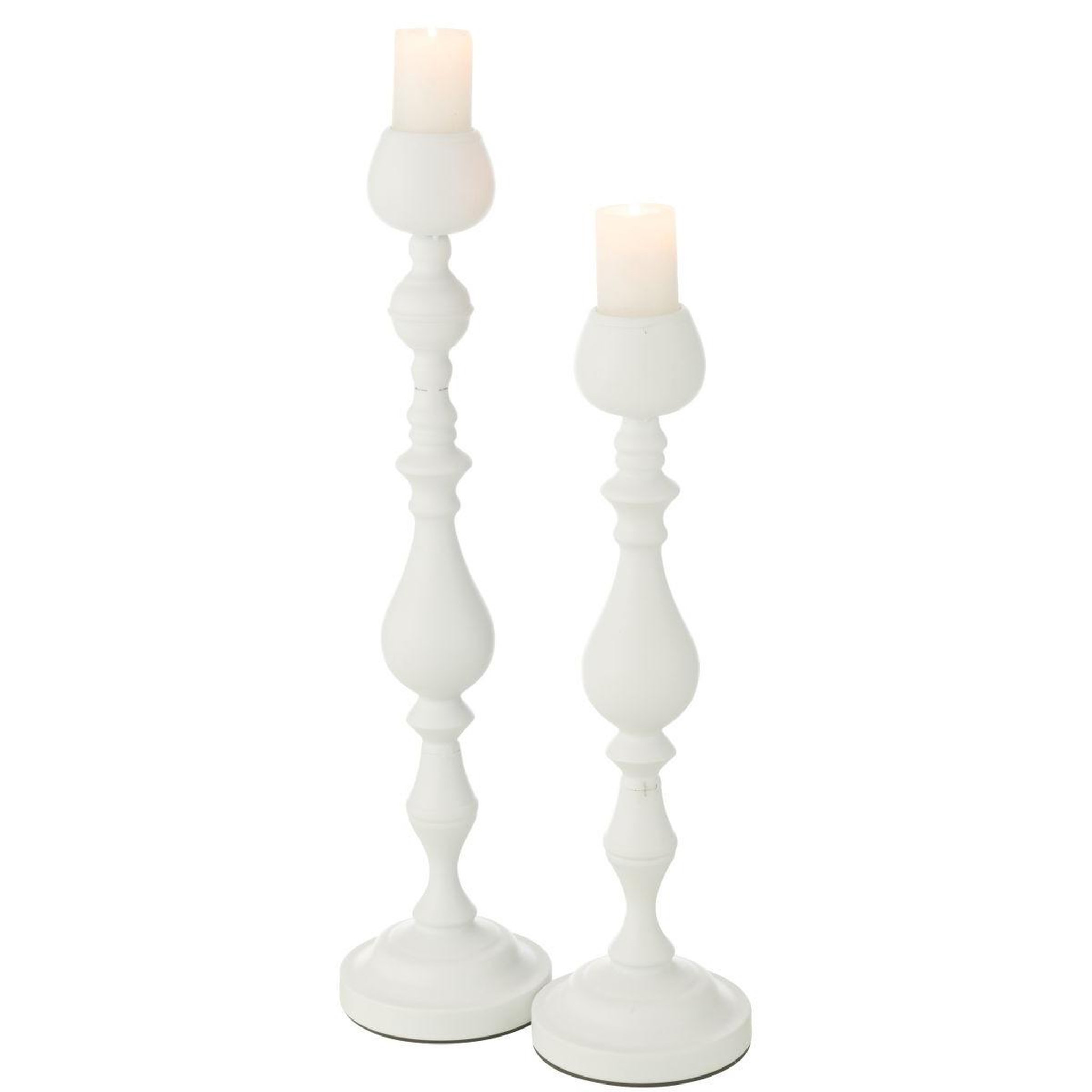 Voir la diapositive 4 : J-LINE Bougeoir en métal  monarchy  57cm blanc