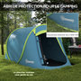 Voir la diapositive 5 : OUTSUNNY Tente de camping automatique pop-up 2-3 pers. étanchéité 2000 mm sac bleu