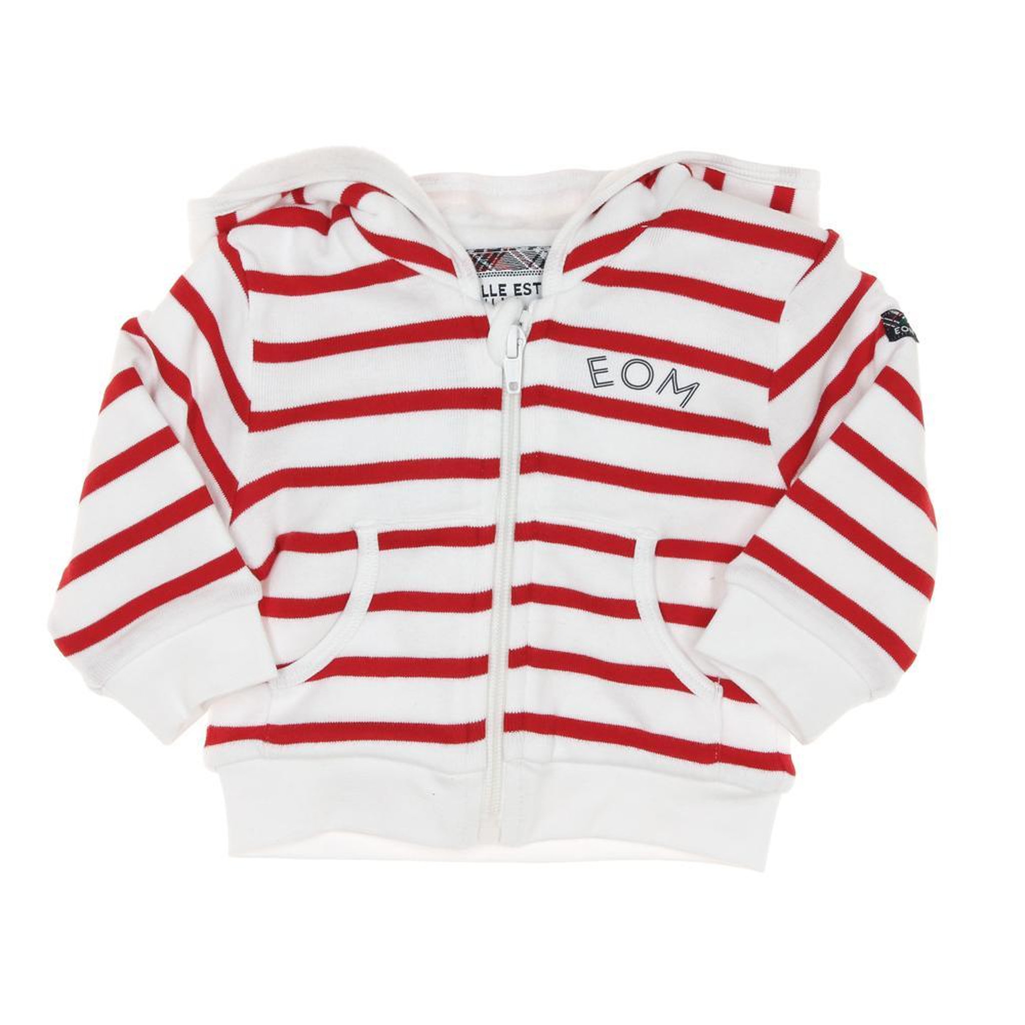 Voir la diapositive 1 : ELLE EST OU LA MER Sweat Zippé /Blanc Rayure Garçon EOM Bananova