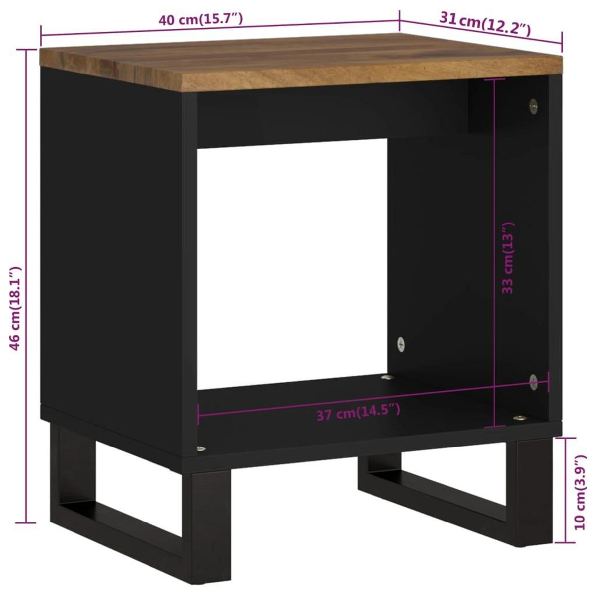 VIDAXL Table basse 40x31x46 cm Bois de manguier solide et d'ingenierie