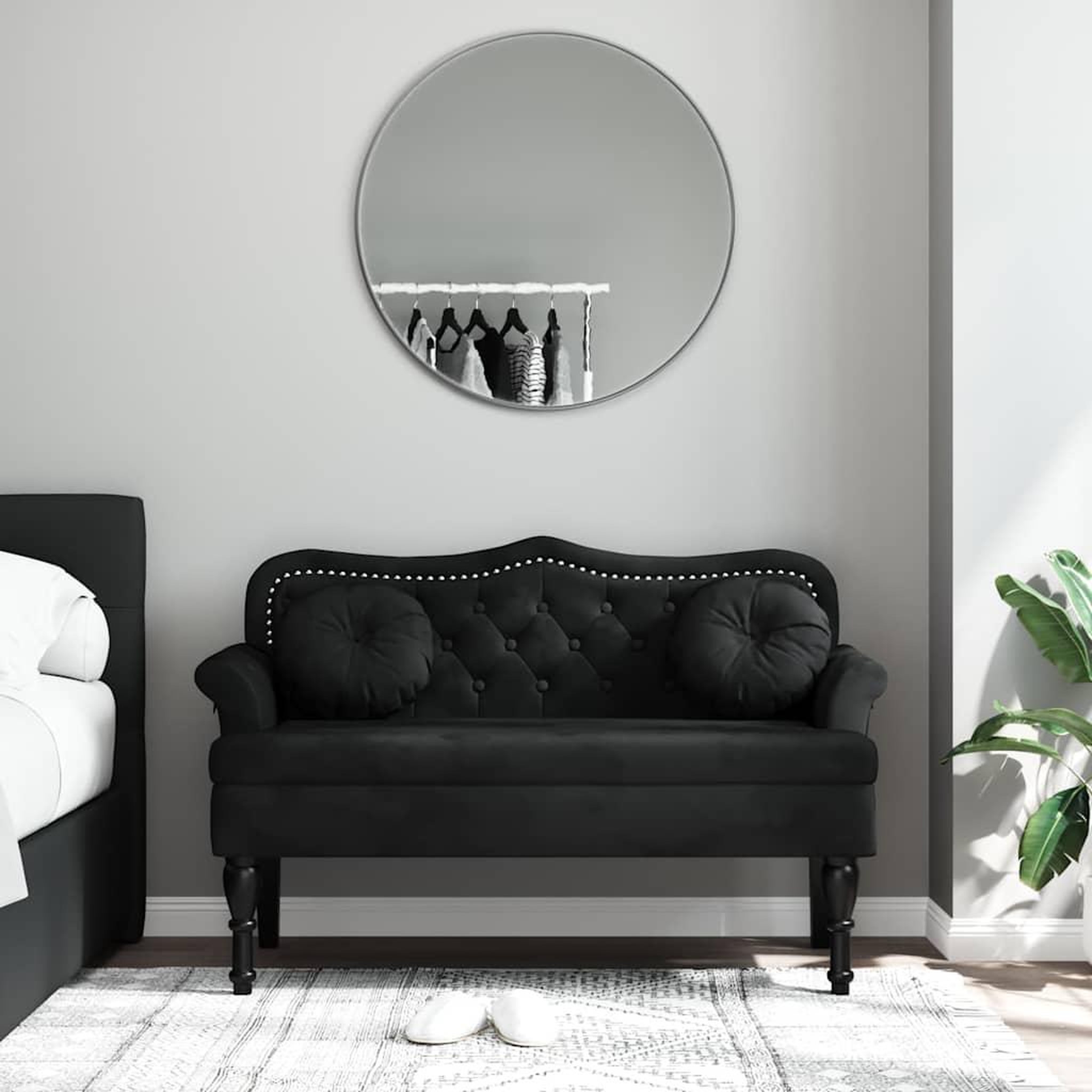 VIDAXL Banc avec coussins noir 120,5x65x75 cm velours