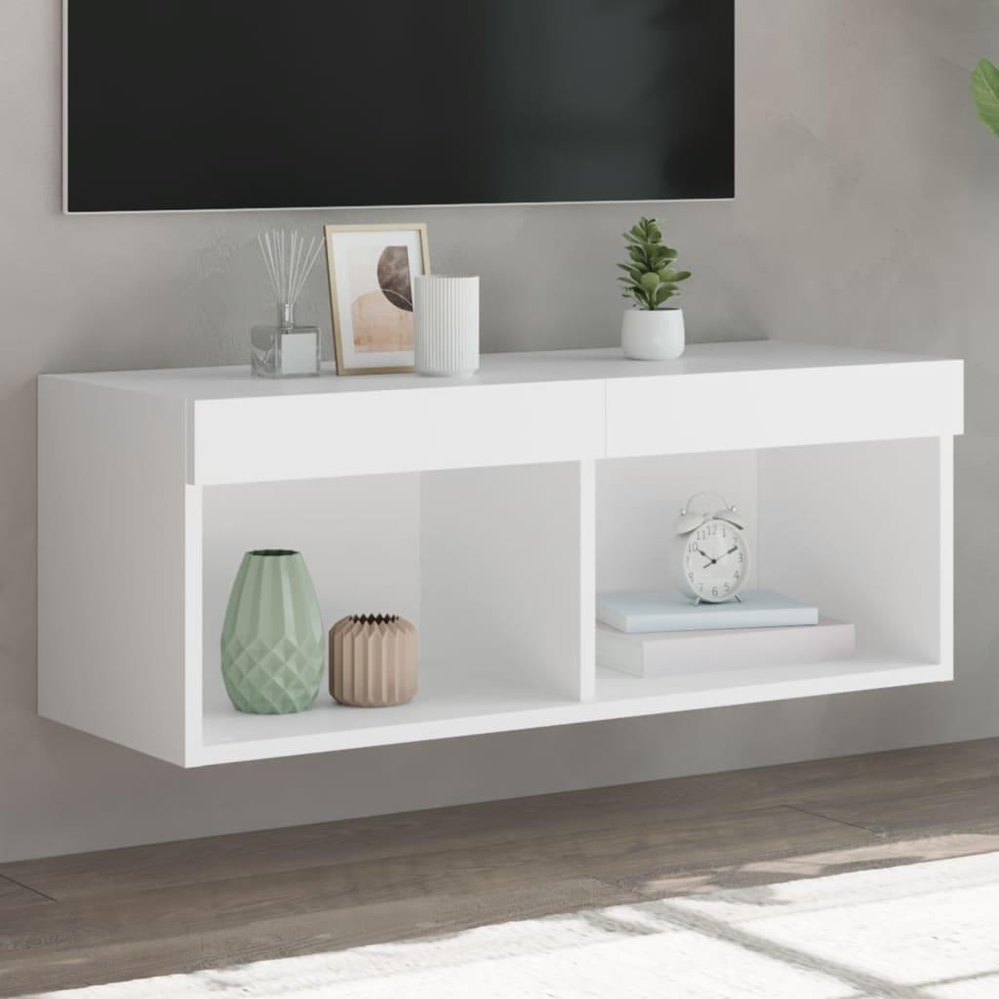 VIDAXL Meuble TV avec lumieres LED blanc 80x30x30 cm