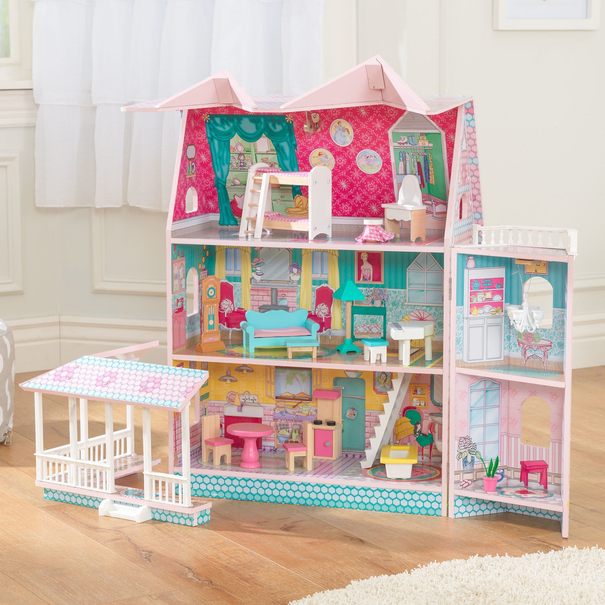 Voir la diapositive 4 : Kidkraft Maison de poupée en bois Abbey Manor