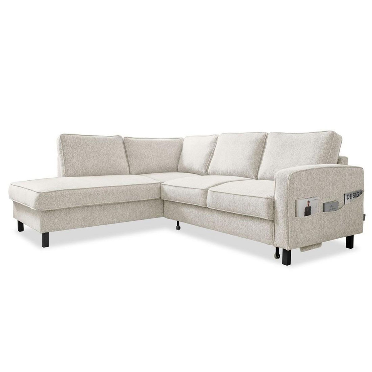 BEST MOBILIER Molly - canapé d'angle gauche 5 places convertible en tissu