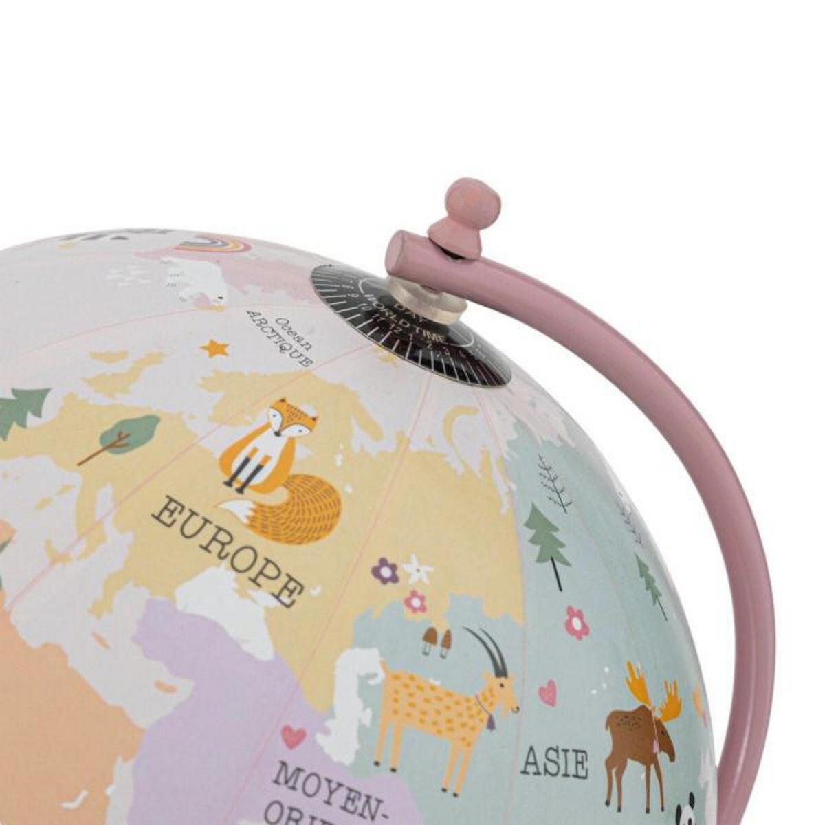 Atmosphera Kids Globe Terrestre Enfant  Animaux  28cm Rose
