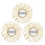 ATMOSPHERA Lot de 3 Miroirs Muraux Soleils  Warren  24cm Doré